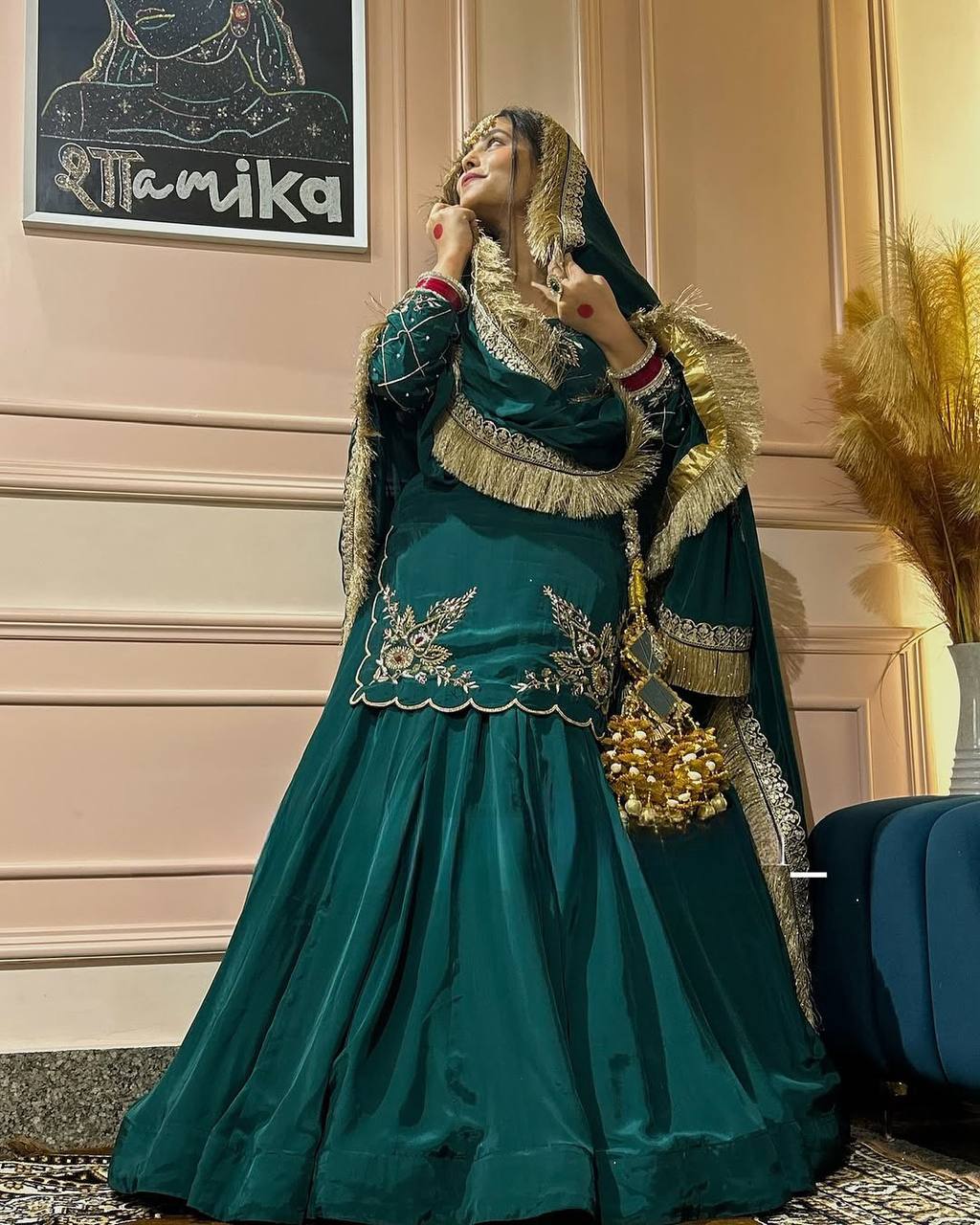 Royal Emerald Full Sleeve Ethnic Gown Gown