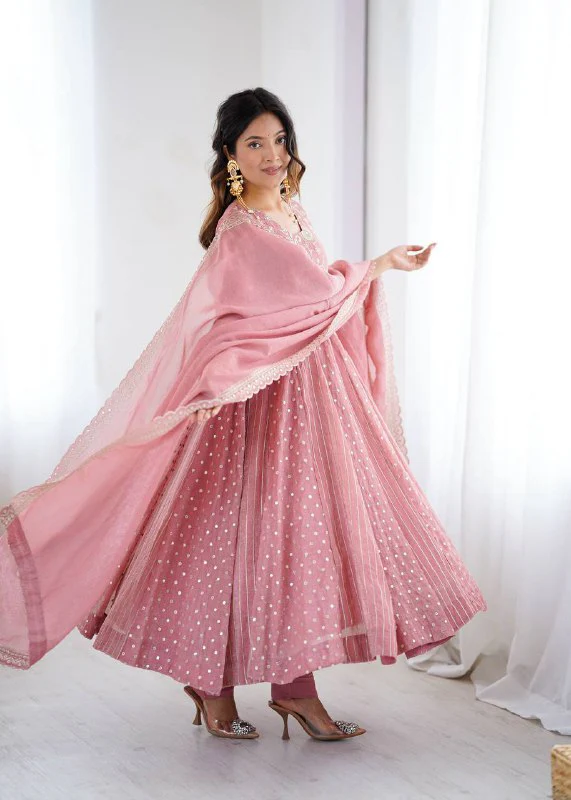 Anarkali Gown With Crunchy With Fully Flair Anarkali Suit