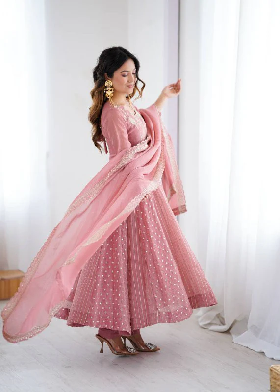 Anarkali Gown With Crunchy With Fully Flair Anarkali Suit