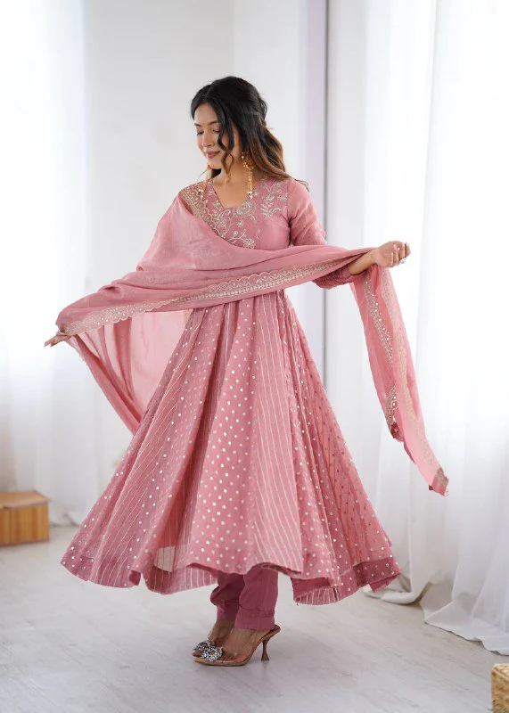 Anarkali Gown With Crunchy With Fully Flair Anarkali Suit