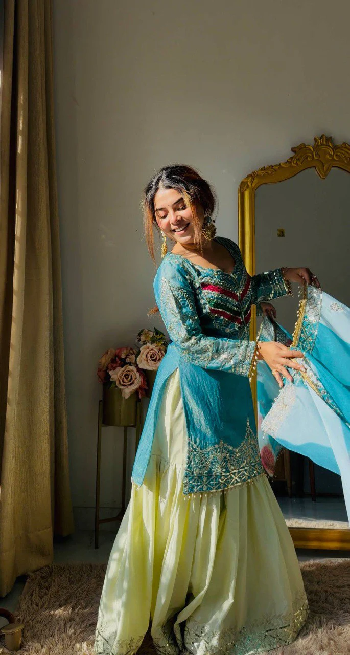 Aqua Elegance Kurta Sharara Sharara Set