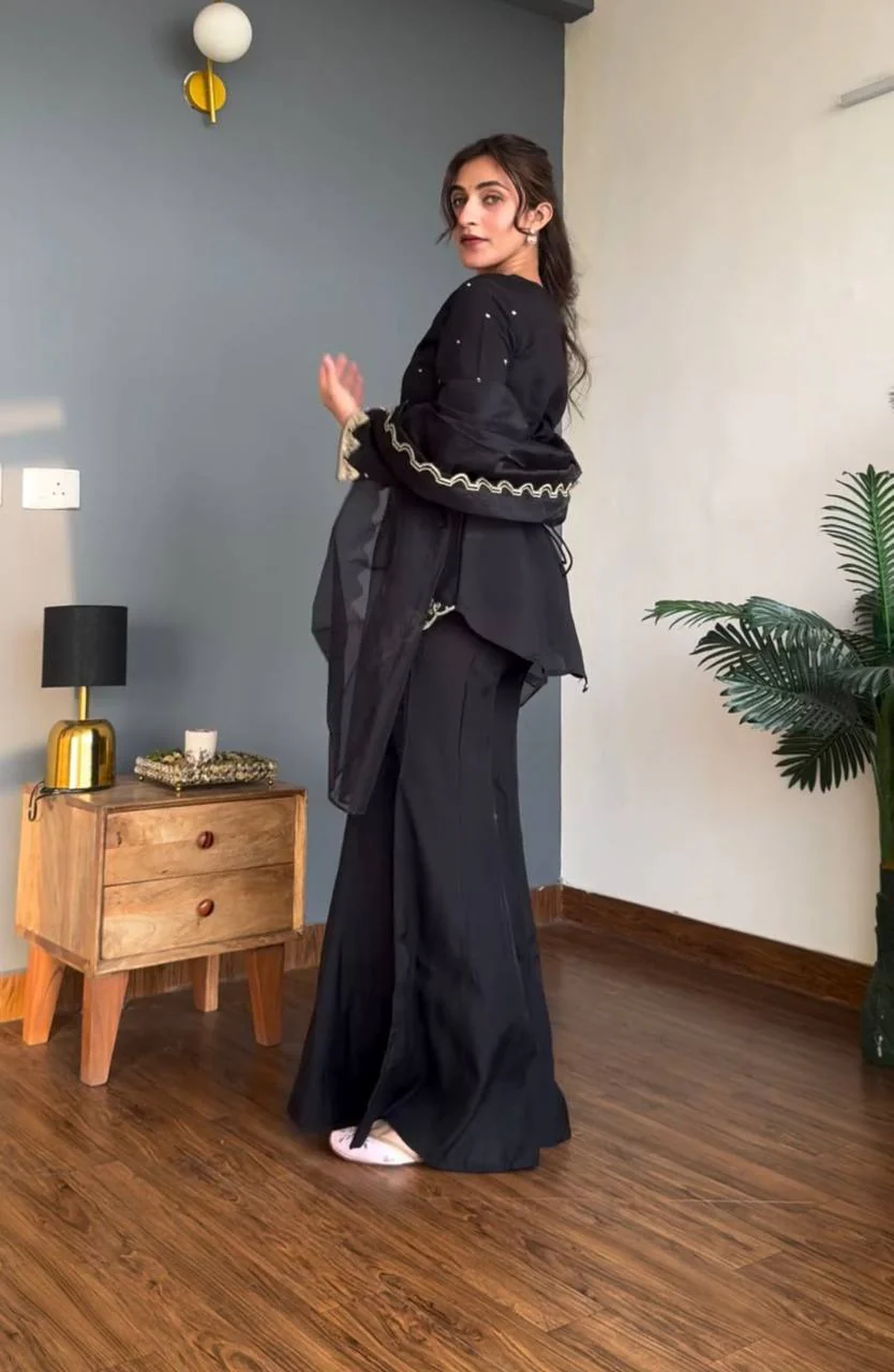 Black Pearl Kurti With Palazzo Kurta Set
