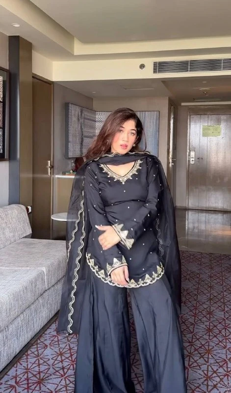 Black Pearl Kurti With Palazzo Kurta Set