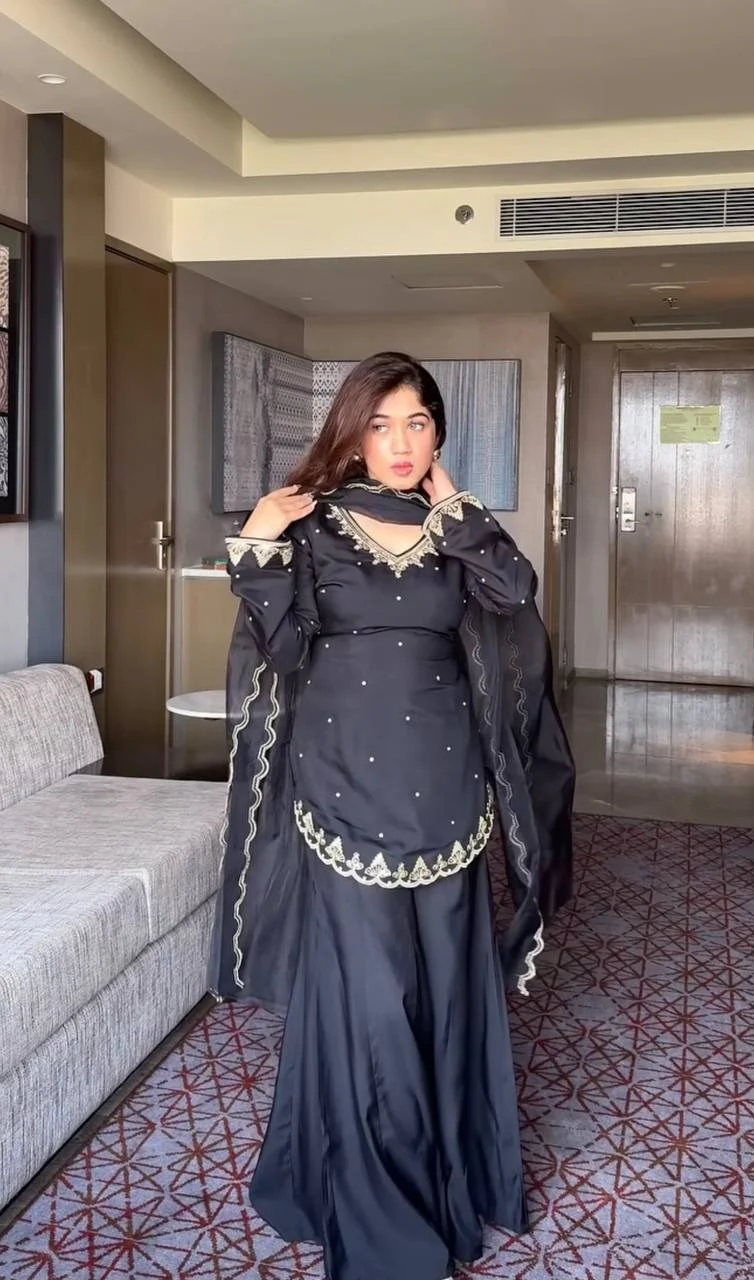 Black Pearl Kurti With Palazzo Kurta Set