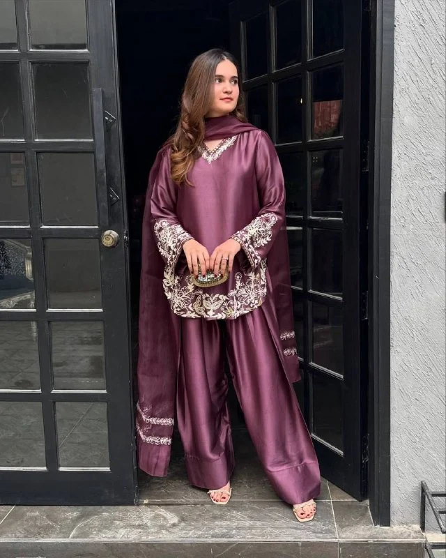 Royal Satin Kurta Palazzo Kurta Set