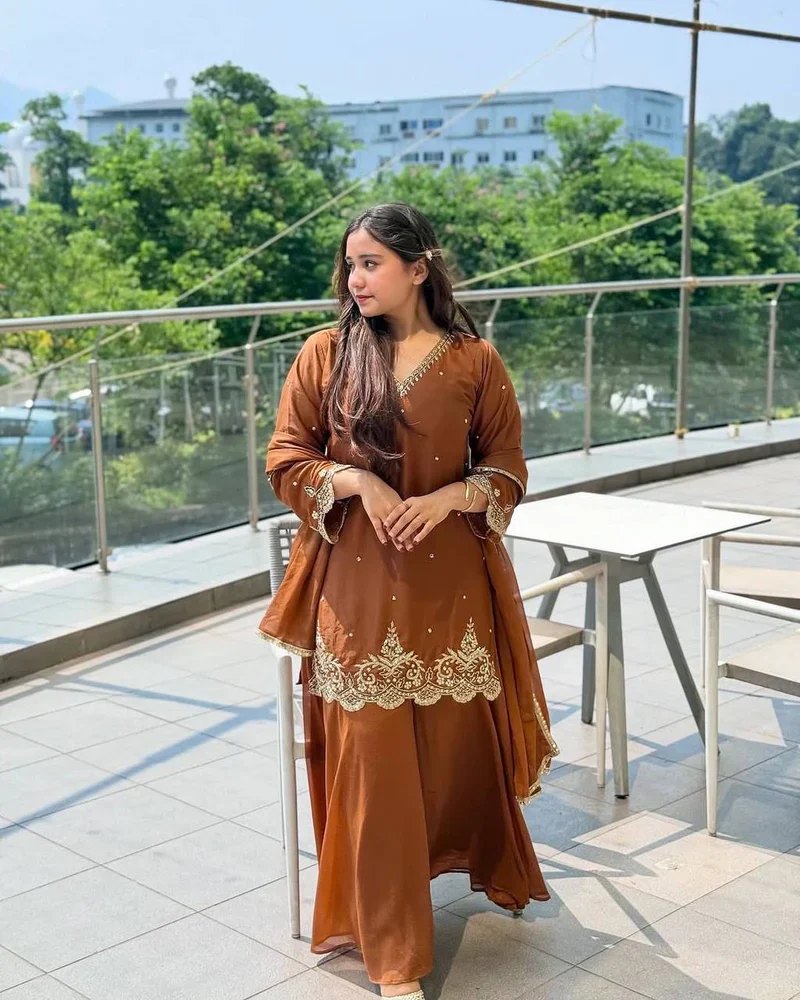 Presenting New Party Wear Look Top Plazzo And Dupatta With Kurta Set