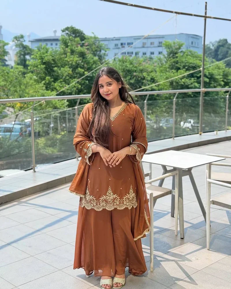 Presenting New Party Wear Look Top Plazzo And Dupatta With Kurta Set